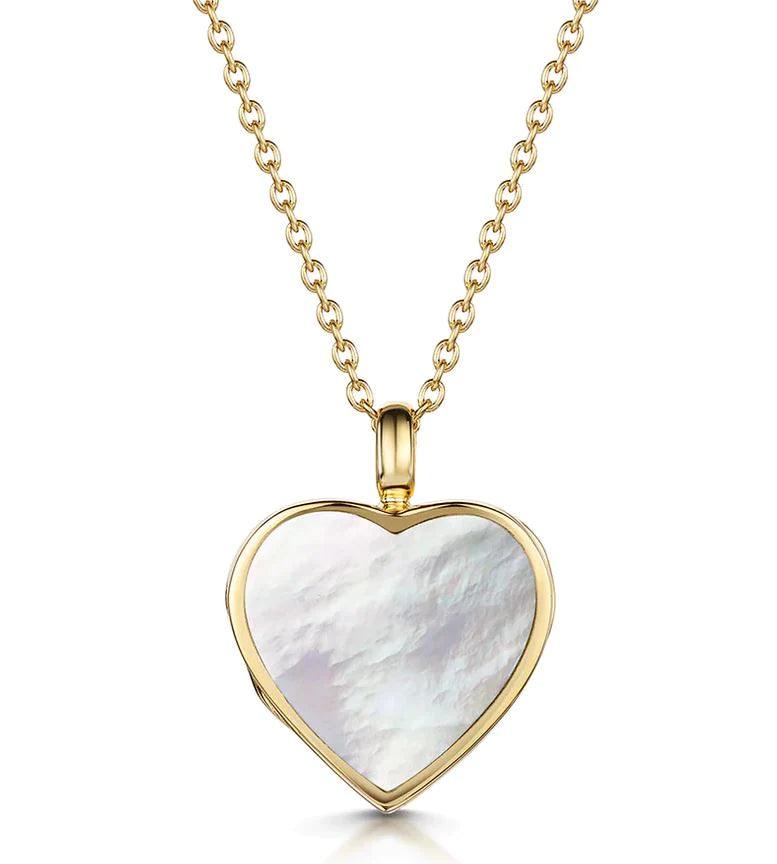 Junee - Mother of Pearl Gold Heart Locket 20mm - Monroe Yorke Diamonds — view 1