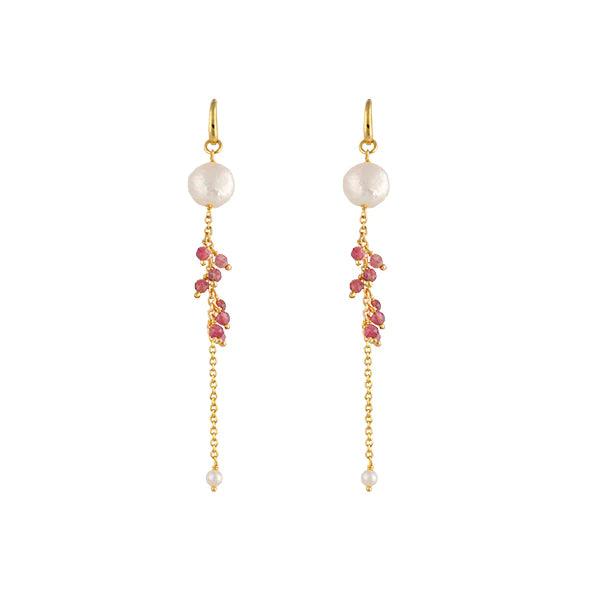 Bottlebrush Earrings - Pearl & Pink Tourmaline - Monroe Yorke Diamonds