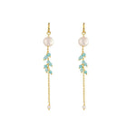 Thistle Earrings - Pearl & Amazonite - Monroe Yorke Diamonds