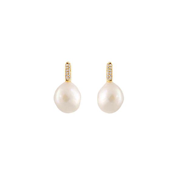 Seasalt Earrings Gold - Pearl & Cubic Zirconia Earrings - Monroe Yorke Diamonds