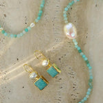 Hillside Earrings - Pearl & Amazonite - Monroe Yorke Diamonds
