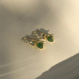 Lilypad Earrings - Green Amethyst & Green Aventurine - Monroe Yorke Diamonds