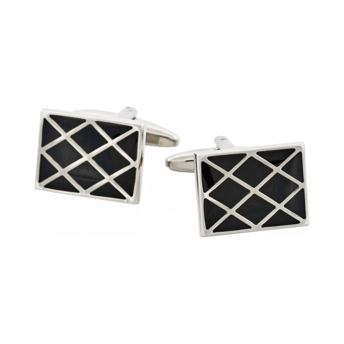 Criss-Cross Black Enamel Cufflinks — view 1