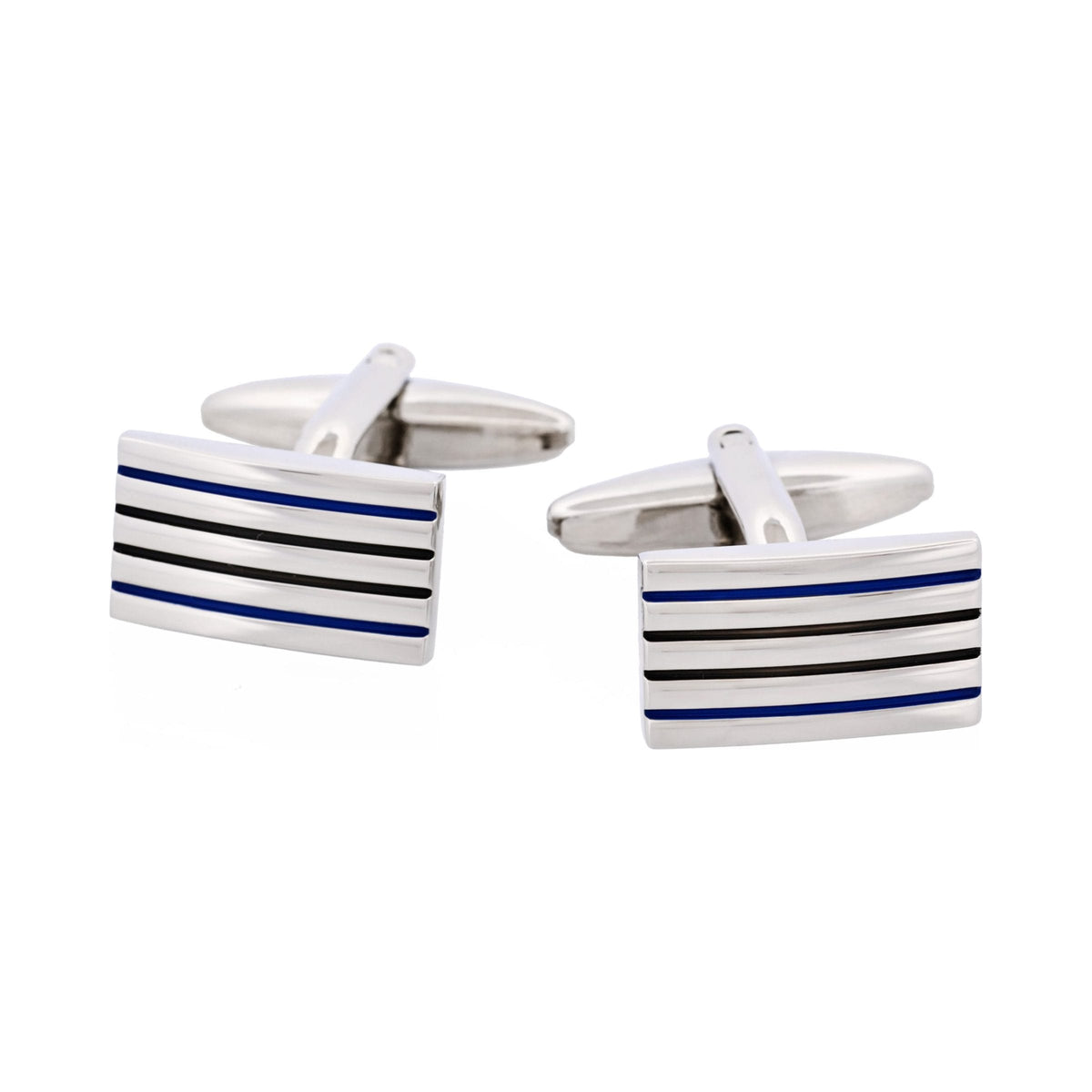 Black Blue Striped Enamel Rectangle — view 1
