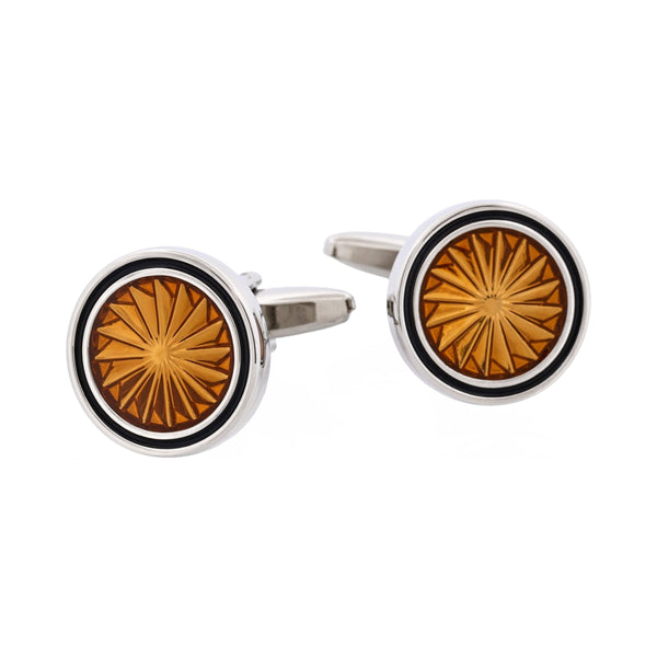 Brown Black Epoxy Round Cufflinks