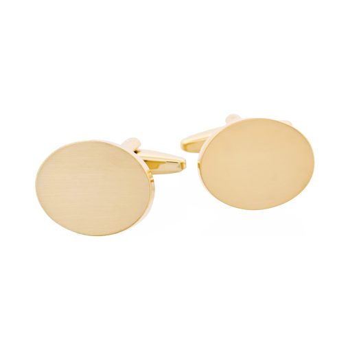 Brushed Gold Plated Oval Cufflinks — view 1