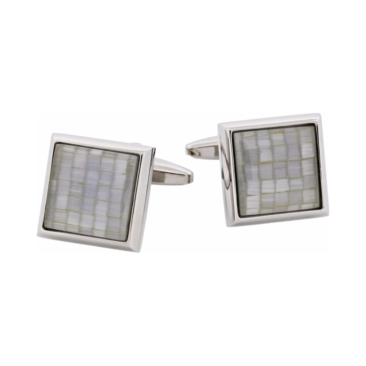 Grey Mosaic Cat's Eye Square Cufflinks — view 1