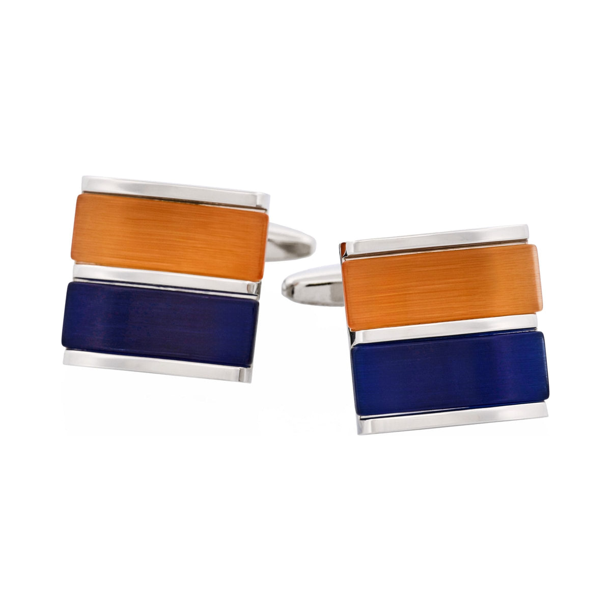 Orange & Navy Cat's Eye Cufflinks — view 1