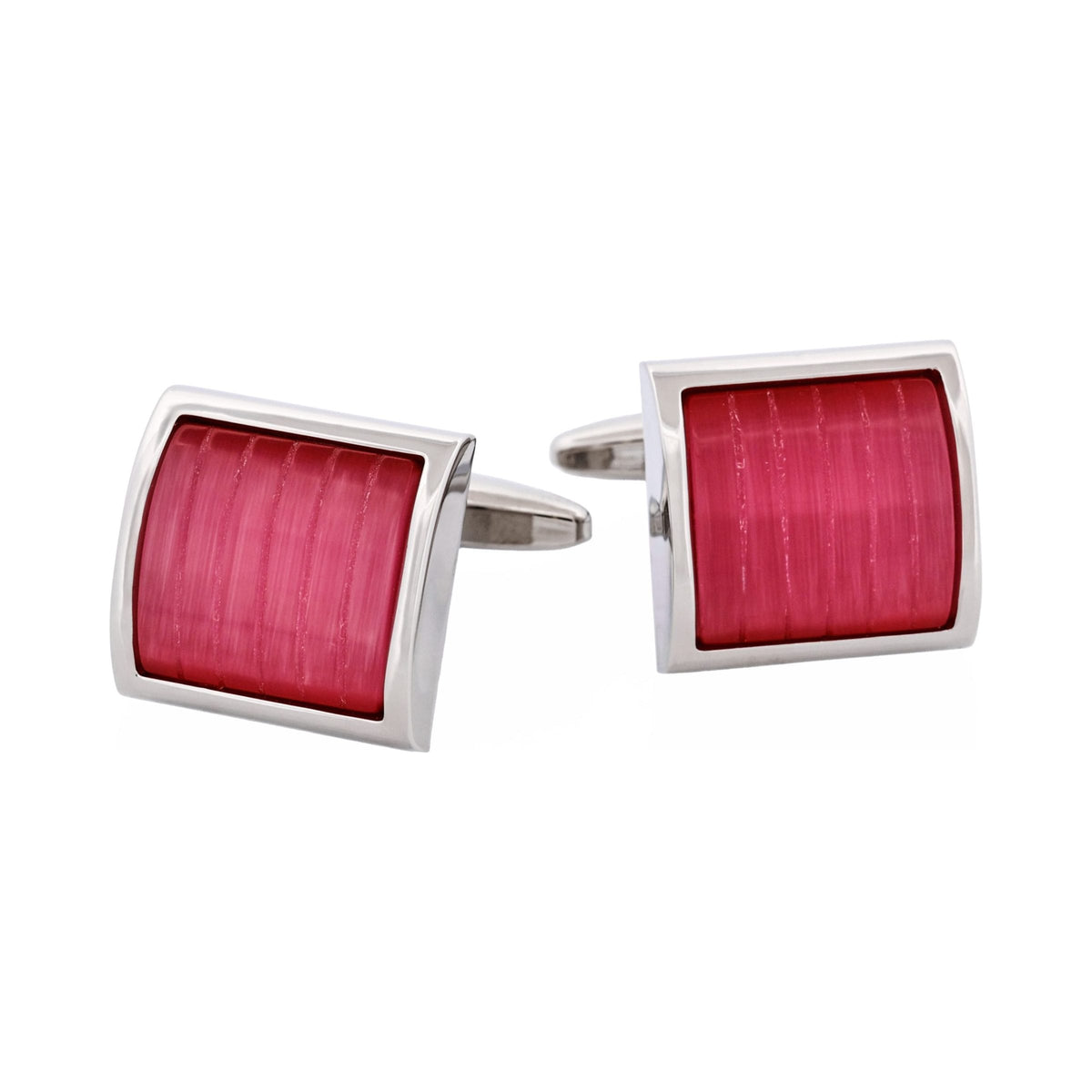 Pink Striped Cat's Eye Cufflinks — view 1