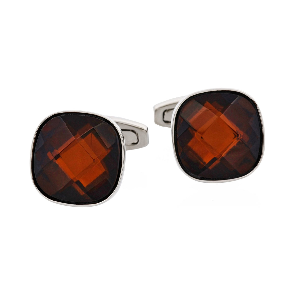 Smoke Topaz Crystal Cushion Cufflinks — view 1