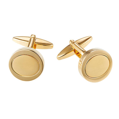 Gold Plated Brushed & Polished Oval Cufflinks
