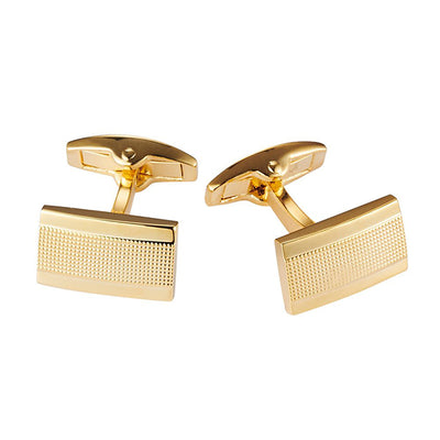 Gold-Plated Mesh Patterned Rectangle Cufflinks