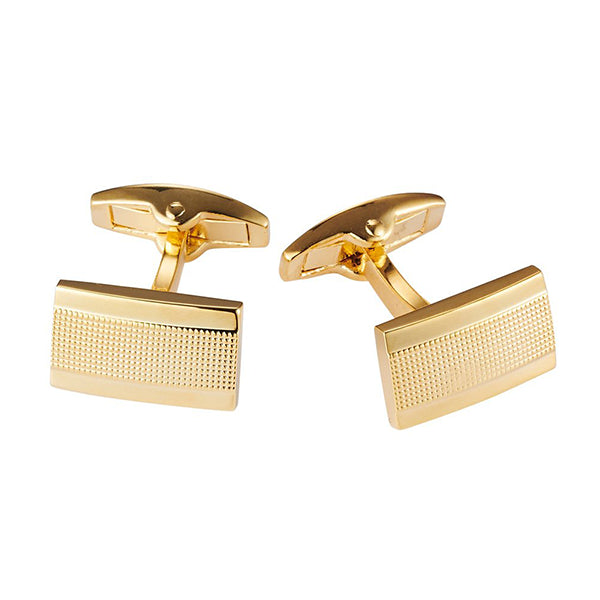 Gold-Plated Mesh Patterned Rectangle Cufflinks