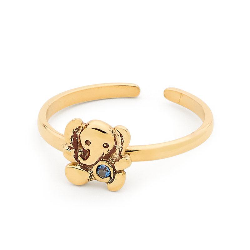 little girls ring with an elephant with a blue gem stone on its tummy. Super cute gift — view 1