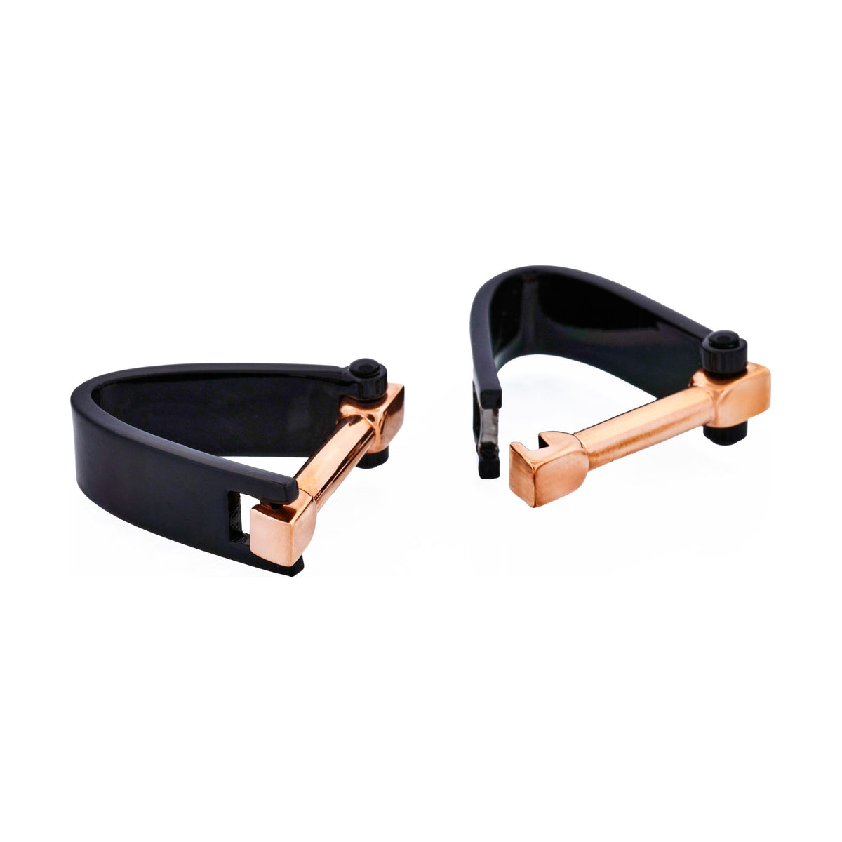 Black & Rose Gold Plated Wrap Around Cufflinks — view 1