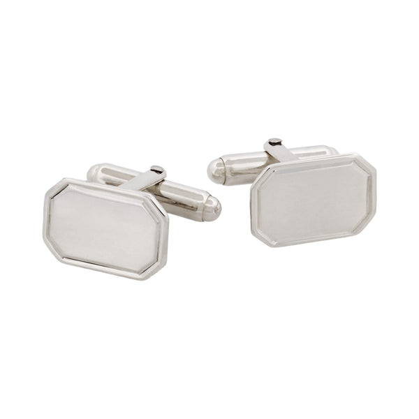 Sterling Silver Engine Turn Octagon