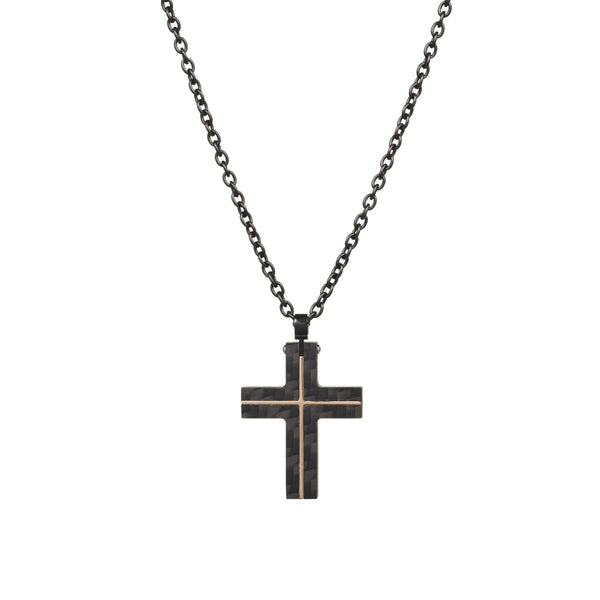 Carbon Fibre Cross with Rose Gold Lines