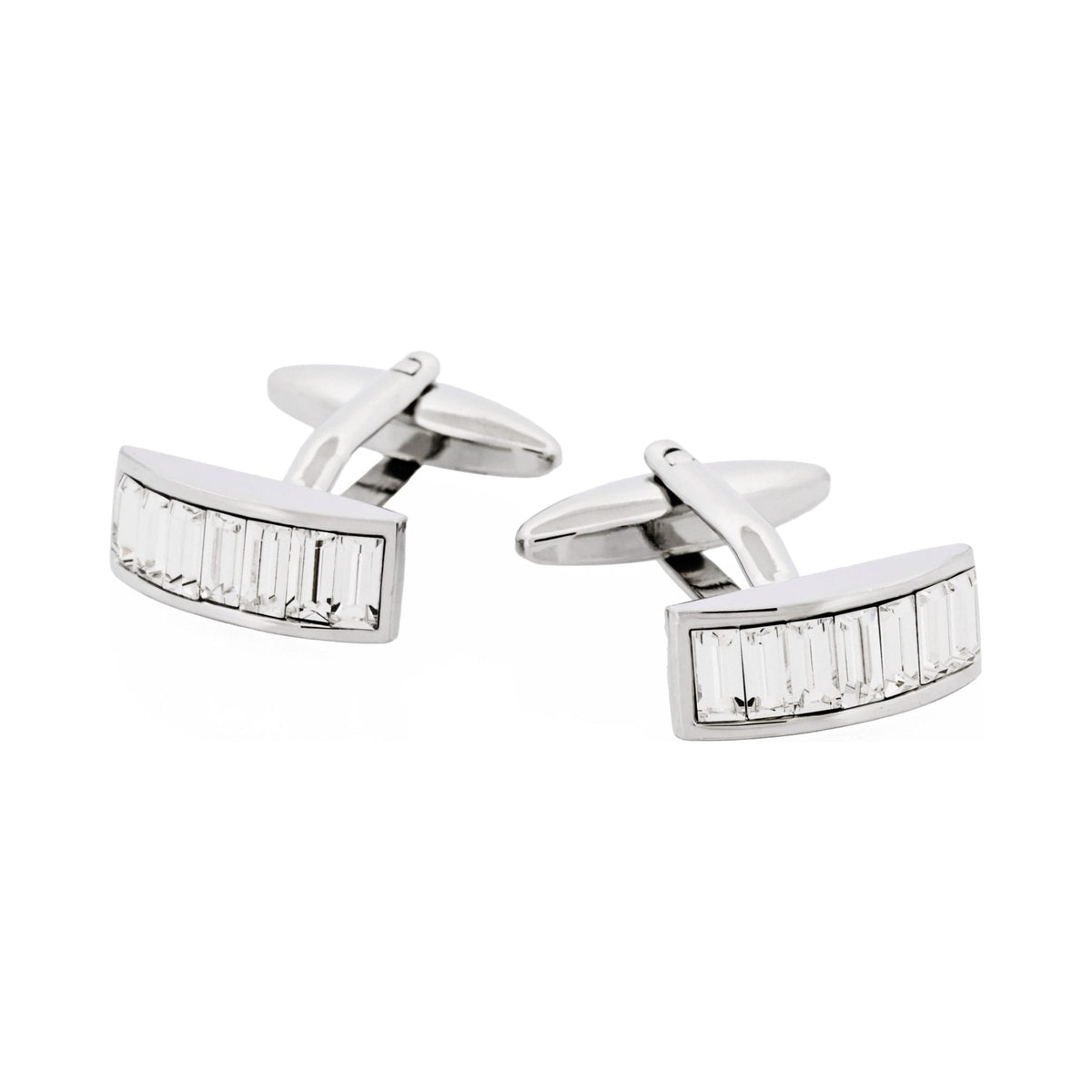 Curved Crystal Bar Cufflinks — view 1