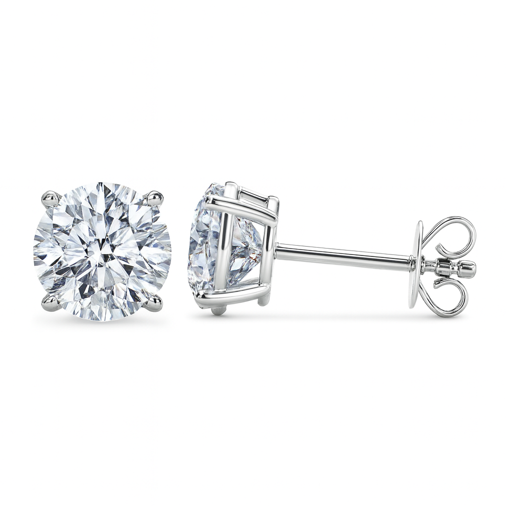 Zoey Two Carat Lab Grown Diamond Ear Studs / Earrings. Total diamond weight 2.00 carats. 4 claw setting. 14ct white gold version. — view 1