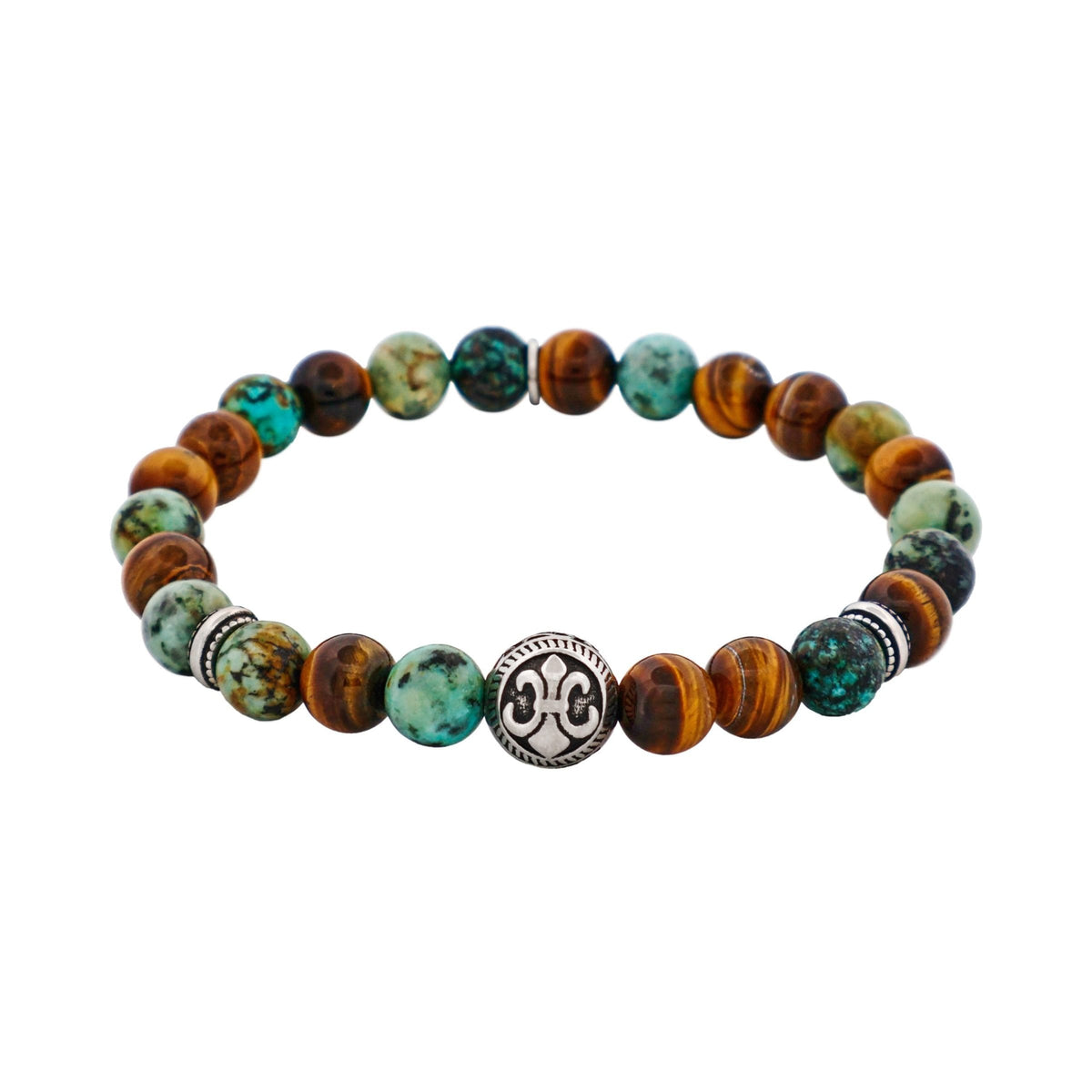 Tiger Eye African Turquoise Bead Bracelet — view 1