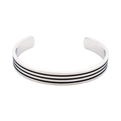 Polished Stainless Black Stripe Cuff