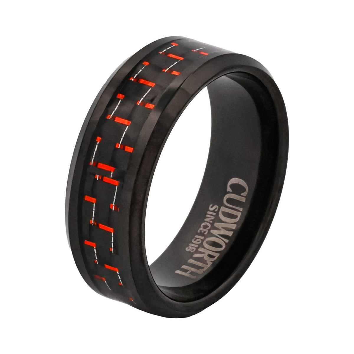 Inferno Matrix Black Ion-Plated Tungsten Ring — front view — view 1