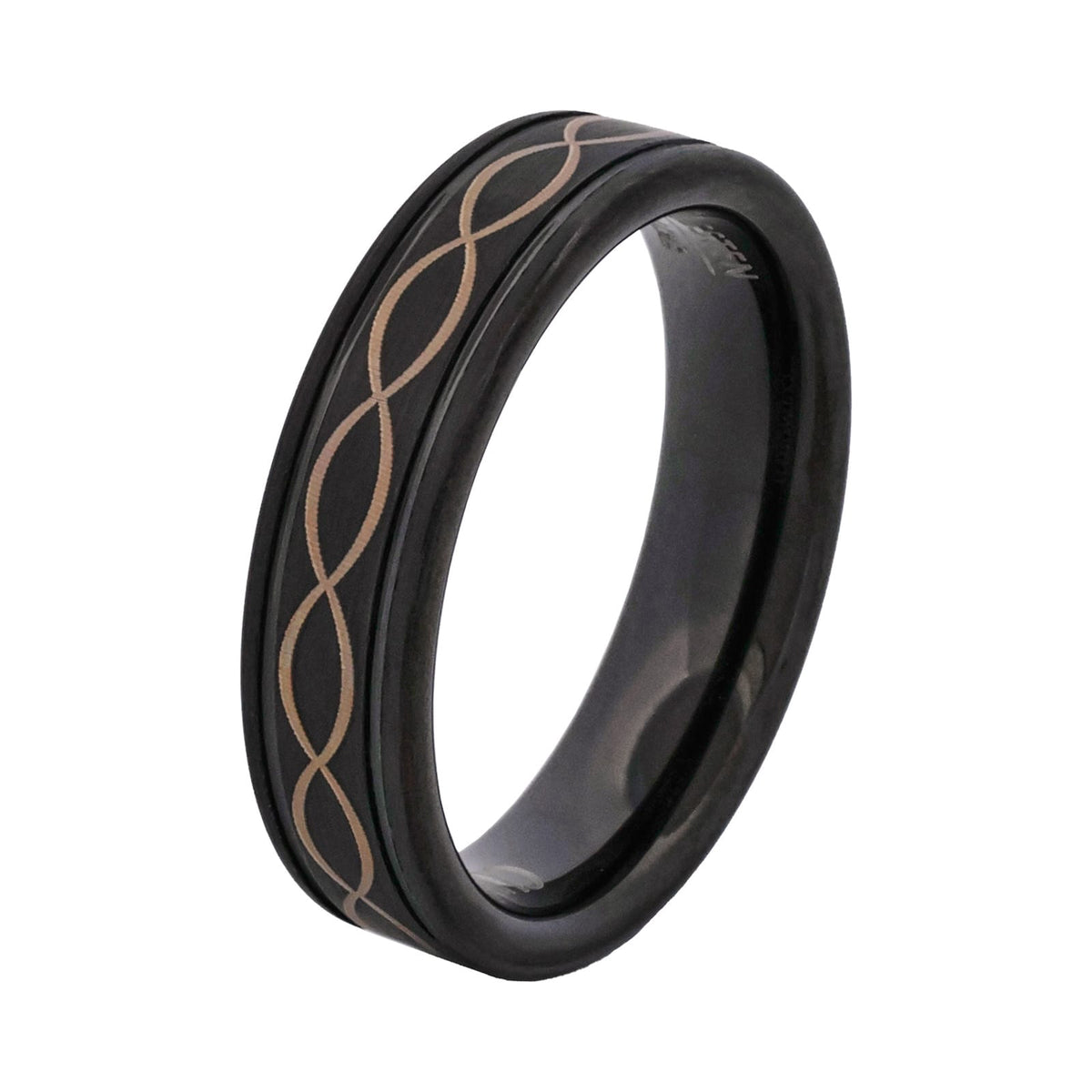Infinity Wave Black Ion-Plated Tungsten Ring, view 1