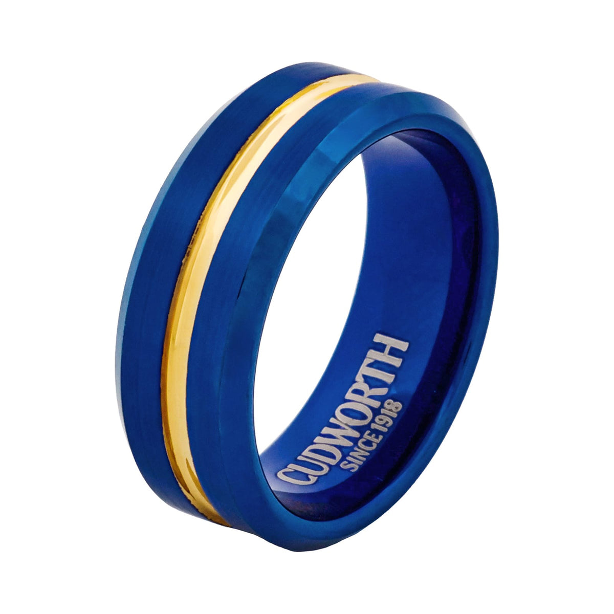 Royal Crest Blue & Gold Ion-Plated Tungsten Ring — view 1