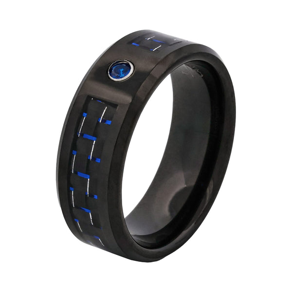 Midnight Sapphire Black Ion-Plated Tungsten Ring