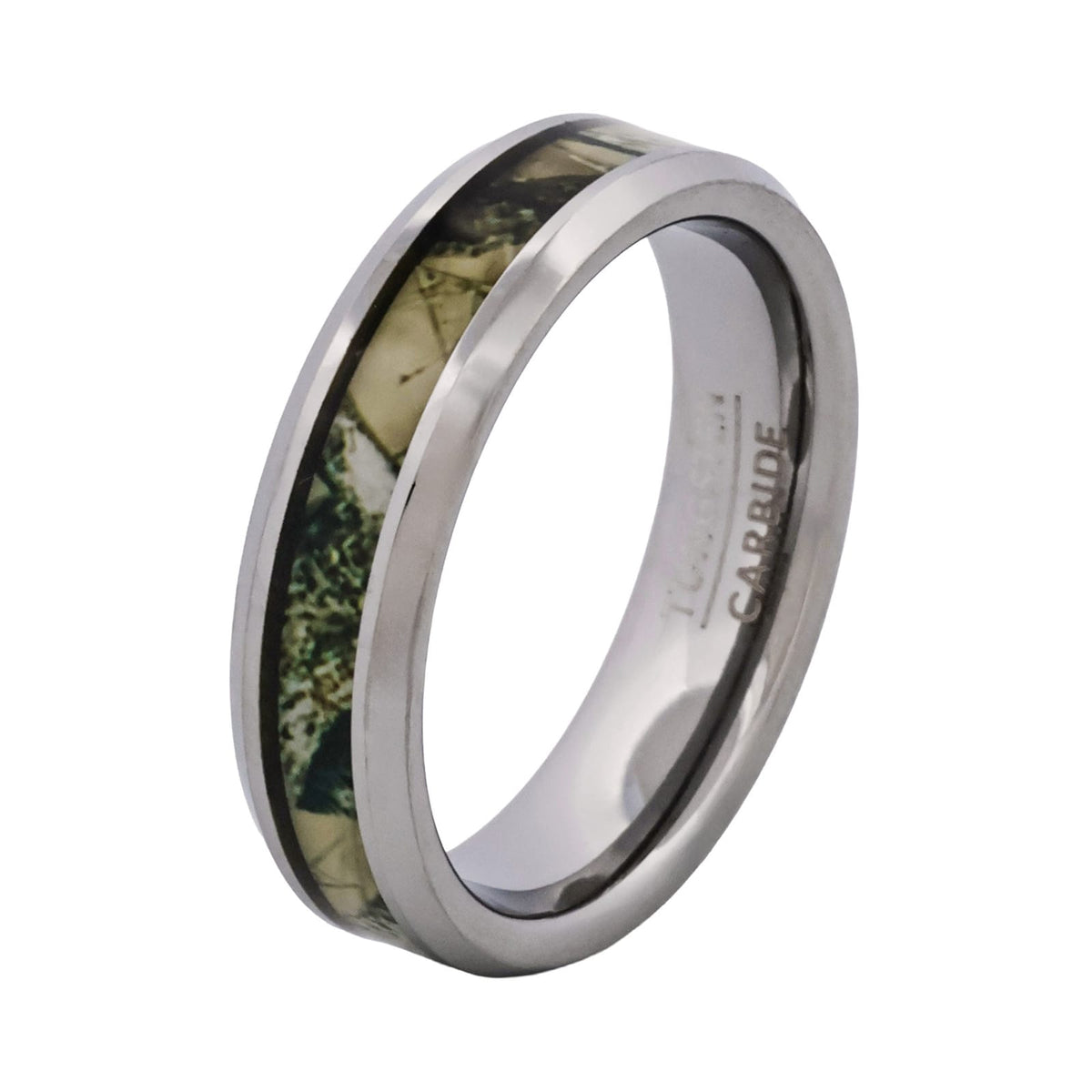 Woodland Horizon Polished Rhodium Tungsten Ring — view 1
