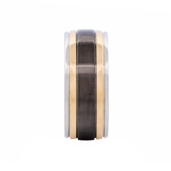 Gold Black Stainless Ring