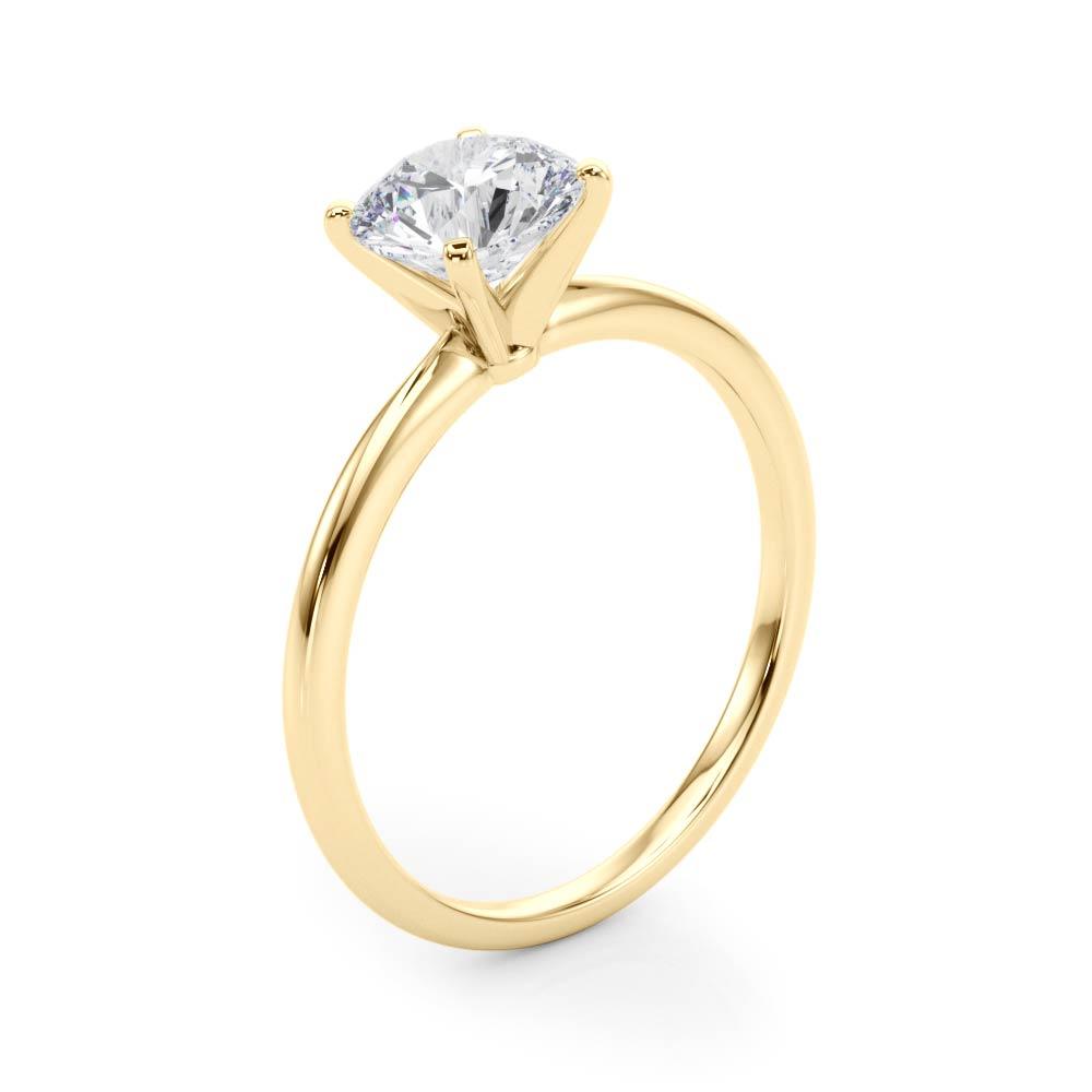 Maria four claw solitaire setting in yellow gold, angled view