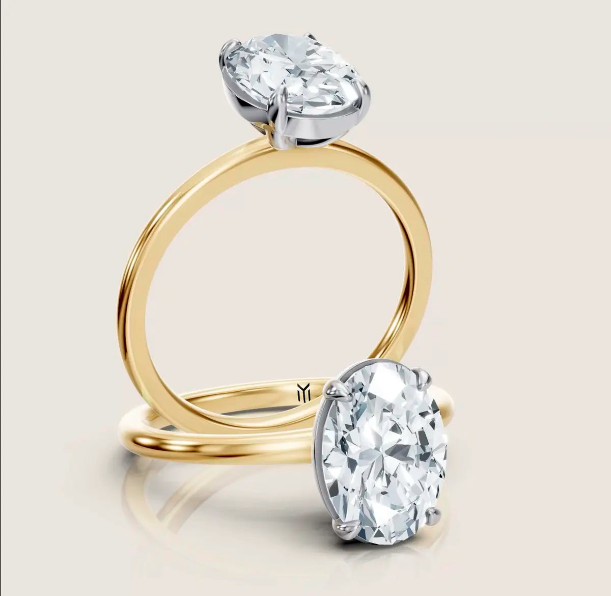 Alcina - oval diamond solitaire ring with a thin band and elegant setting — view 4