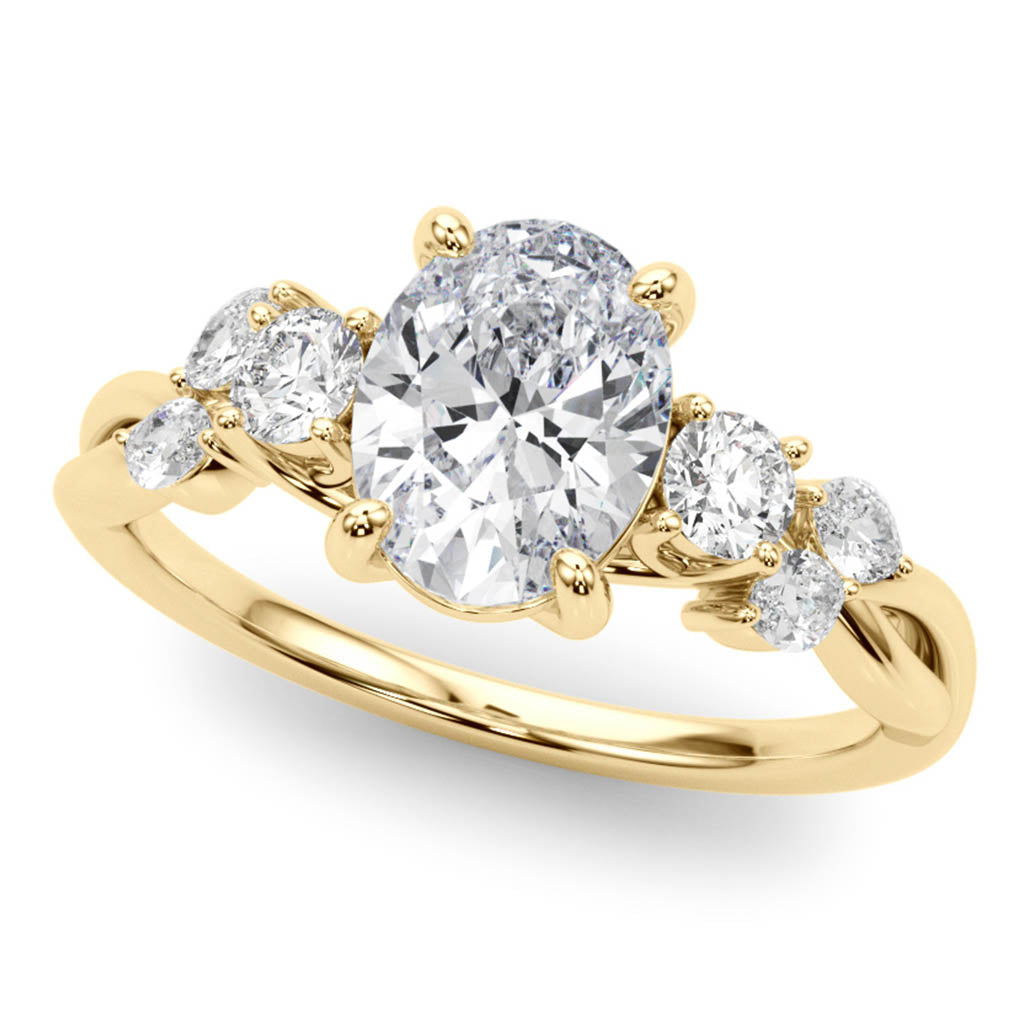 The Alma — Oval Lab Grown Diamond Engagement Ring with Side Stones — hand-finished lab grown engagement ring by Monroe Yorke Diamonds — view 1
