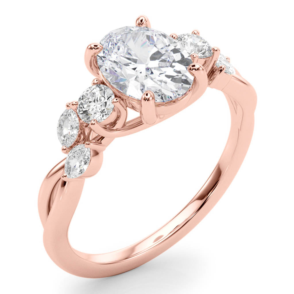The Alma — Oval Lab Grown Diamond Engagement Ring with Side Stones — hand-finished lab grown engagement ring by Monroe Yorke Diamonds — view 8