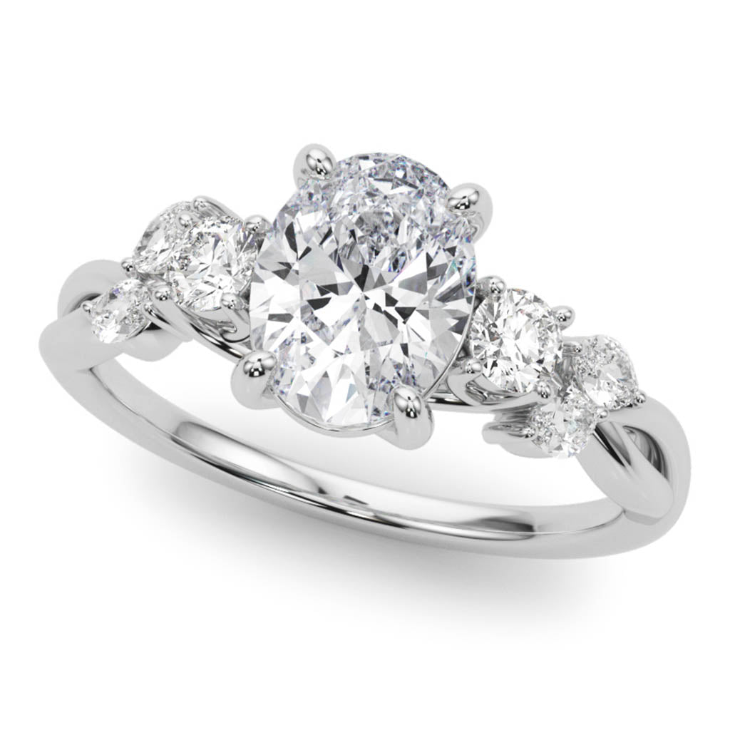 The Alma — Oval Lab Grown Diamond Engagement Ring with Side Stones — hand-finished lab grown engagement ring by Monroe Yorke Diamonds — view 10