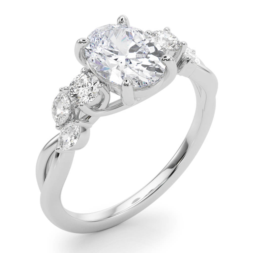 The Alma — Oval Lab Grown Diamond Engagement Ring with Side Stones — hand-finished lab grown engagement ring by Monroe Yorke Diamonds — view 12