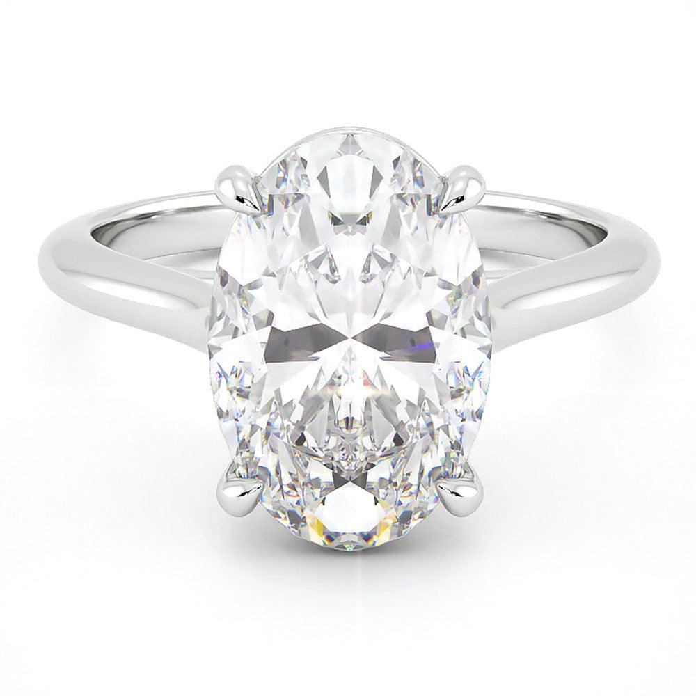 Angel - Top view showing the stunning 4 carat oval cut diamond in a 4 claw setting. Centre 4 carat lab created diamond