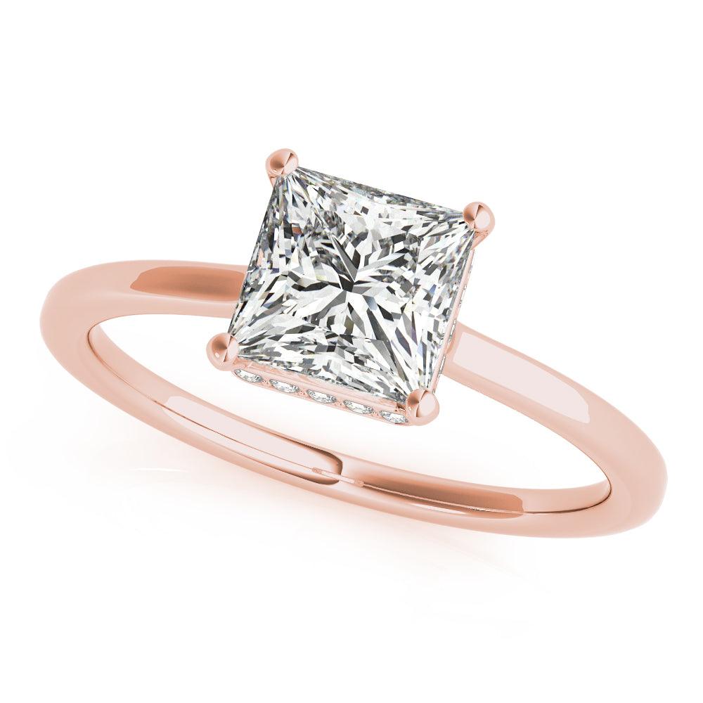 2.0 carat princess cut diamond ring, lab grown, ring in rose gold