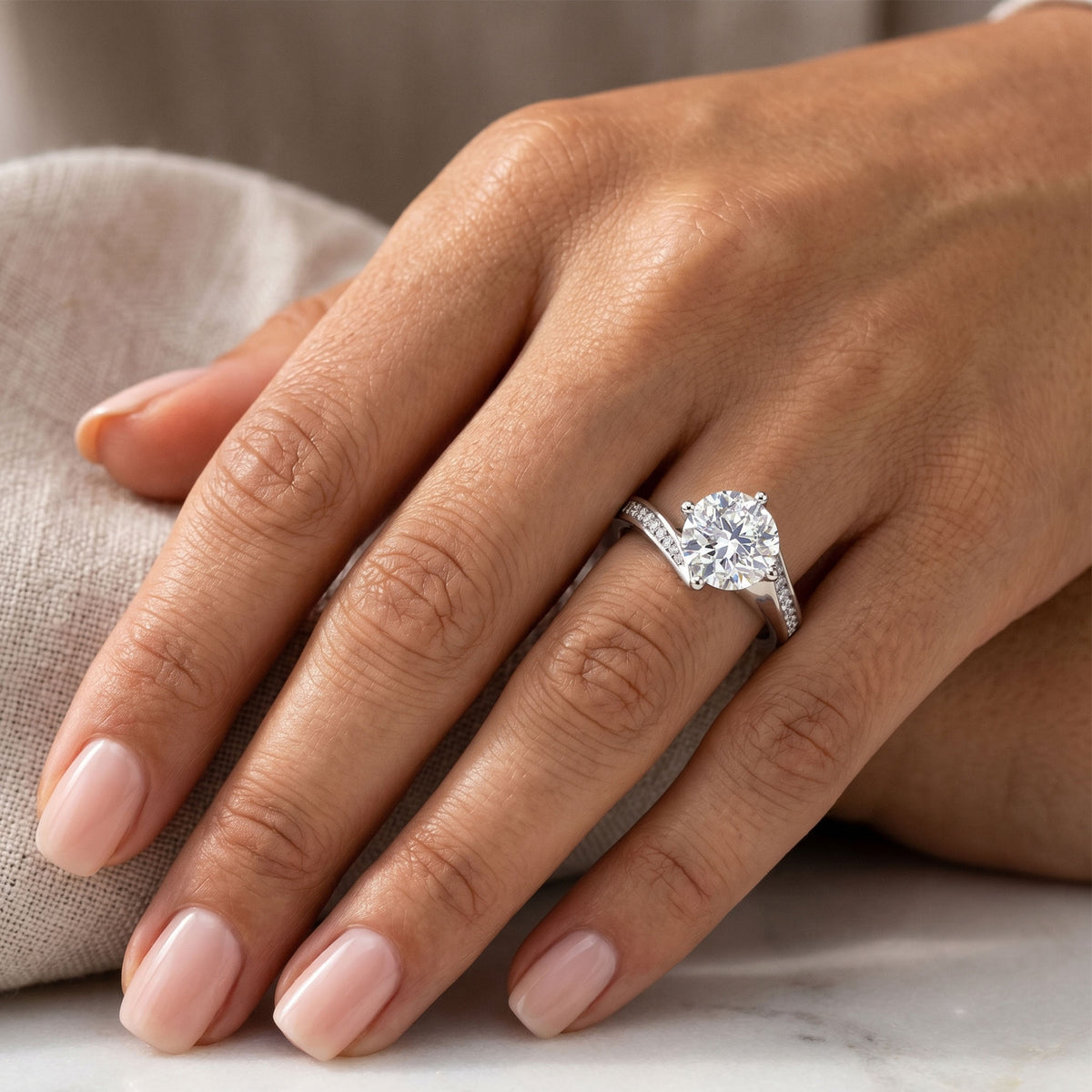 Arbella Diamond Engagement Ring – A Unique Swinging Pave Design — view 2