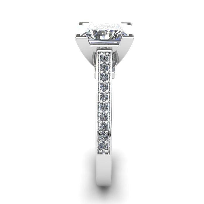 Arielle — Princess Cut Lab Grown Diamond Engagement Ring with Side Diamonds — hand-finished lab grown engagement ring by Monroe Yorke Diamonds — view 4