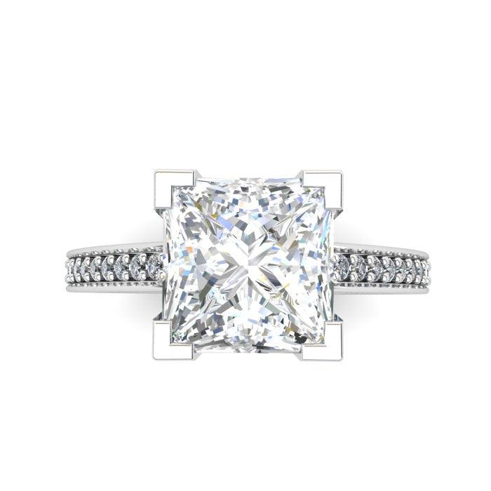Arielle — Princess Cut Lab Grown Diamond Engagement Ring with Side Diamonds — hand-finished lab grown engagement ring by Monroe Yorke Diamonds — view 3
