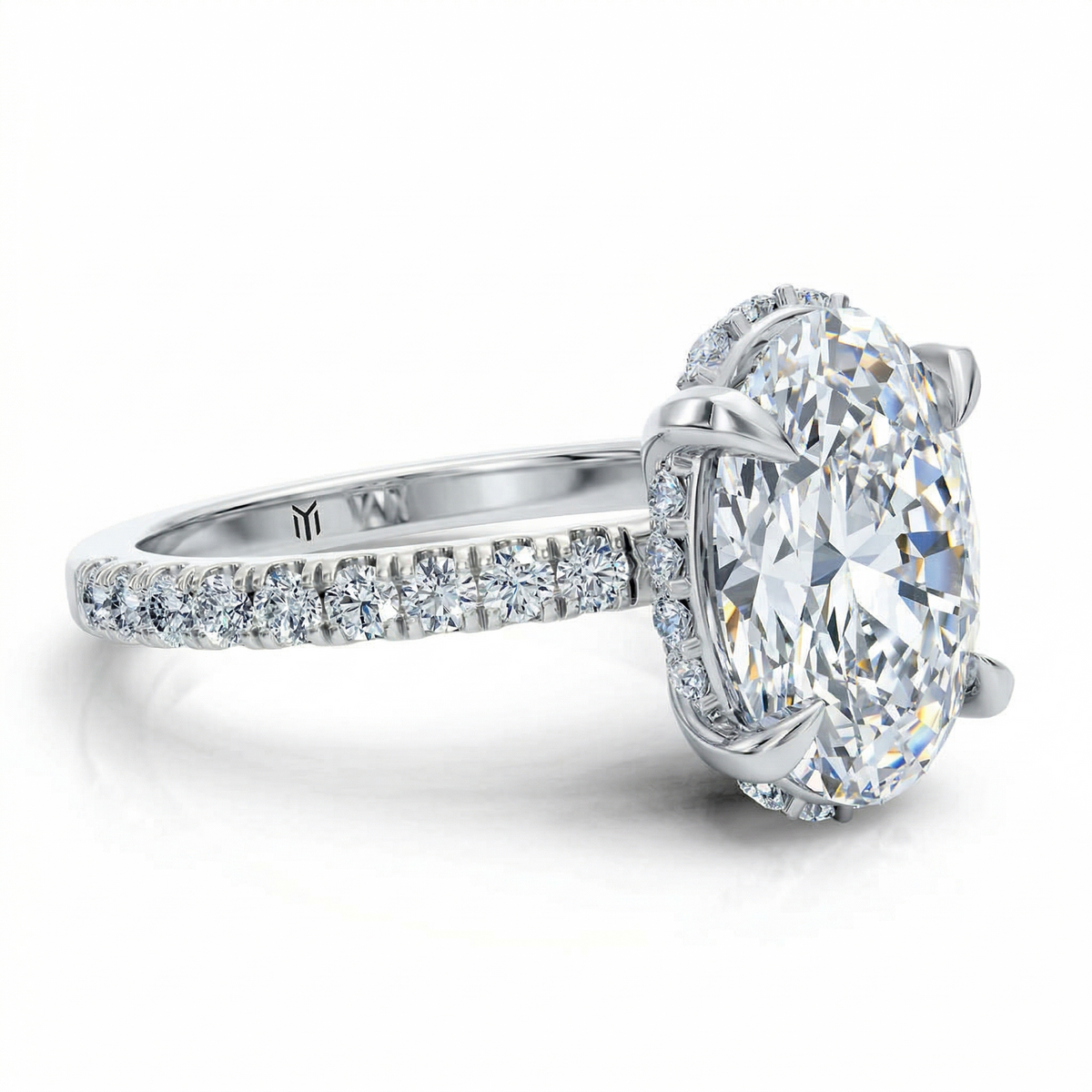 Bella — Oval Cut Lab Grown Diamond Hidden Halo Engagement Ring — hand-finished lab grown engagement ring by Monroe Yorke Diamonds — view 10