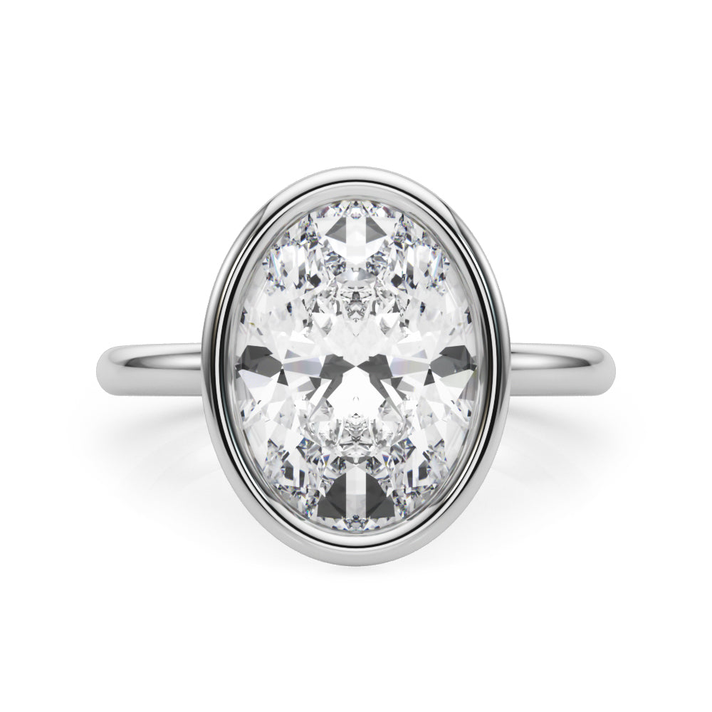 Briar — Oval Bezel White Gold Diamond Engagement Ring, side view — view 7