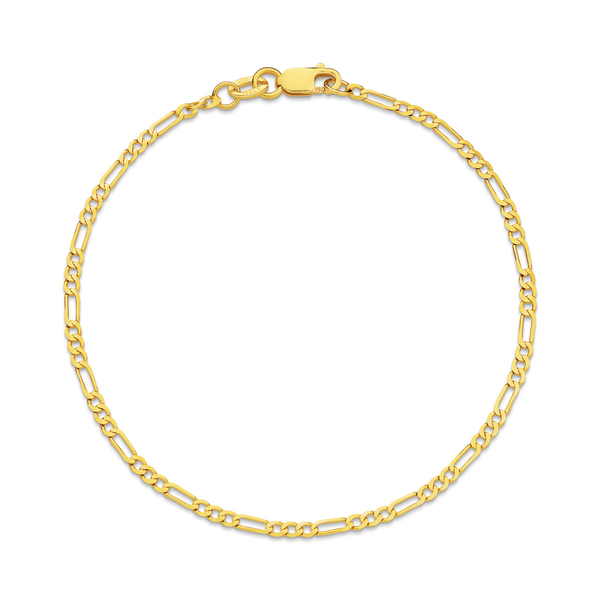 Diamond Cut Figaro 1.92mm Bracelet 18ct Yellow Gold — view 1