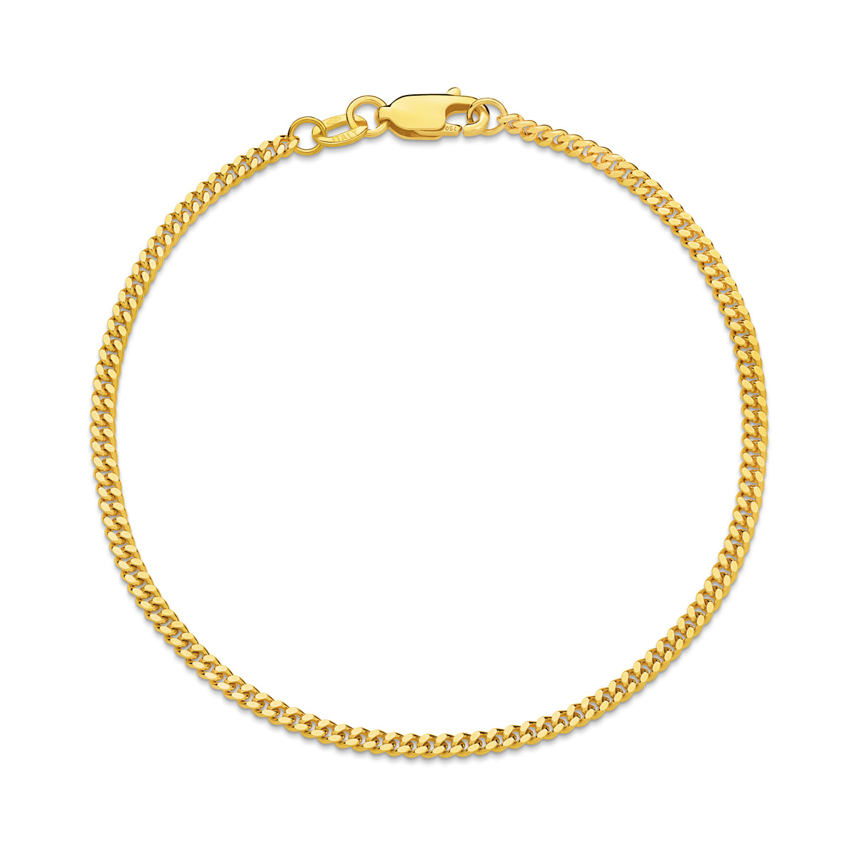 Diamond Cut Curb 2.16mm Bracelet 18ct Yellow Gold — view 1