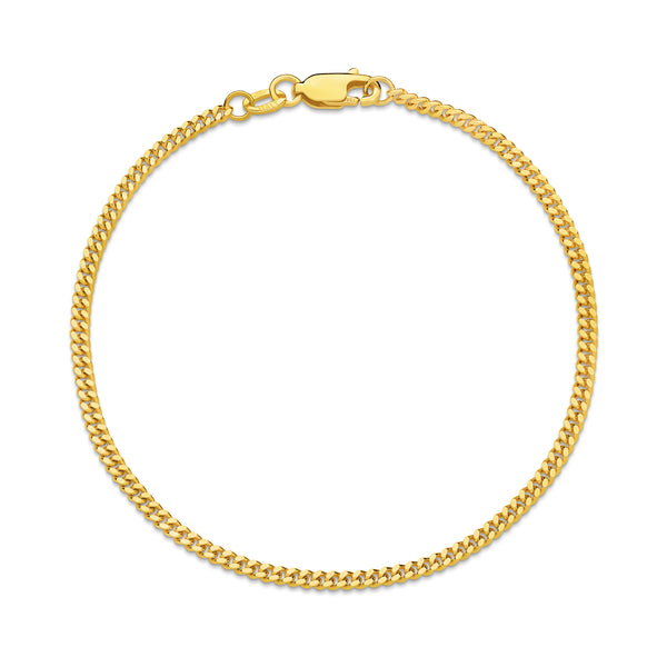 Diamond Cut Curb 2.16mm Bracelet 18ct Yellow Gold