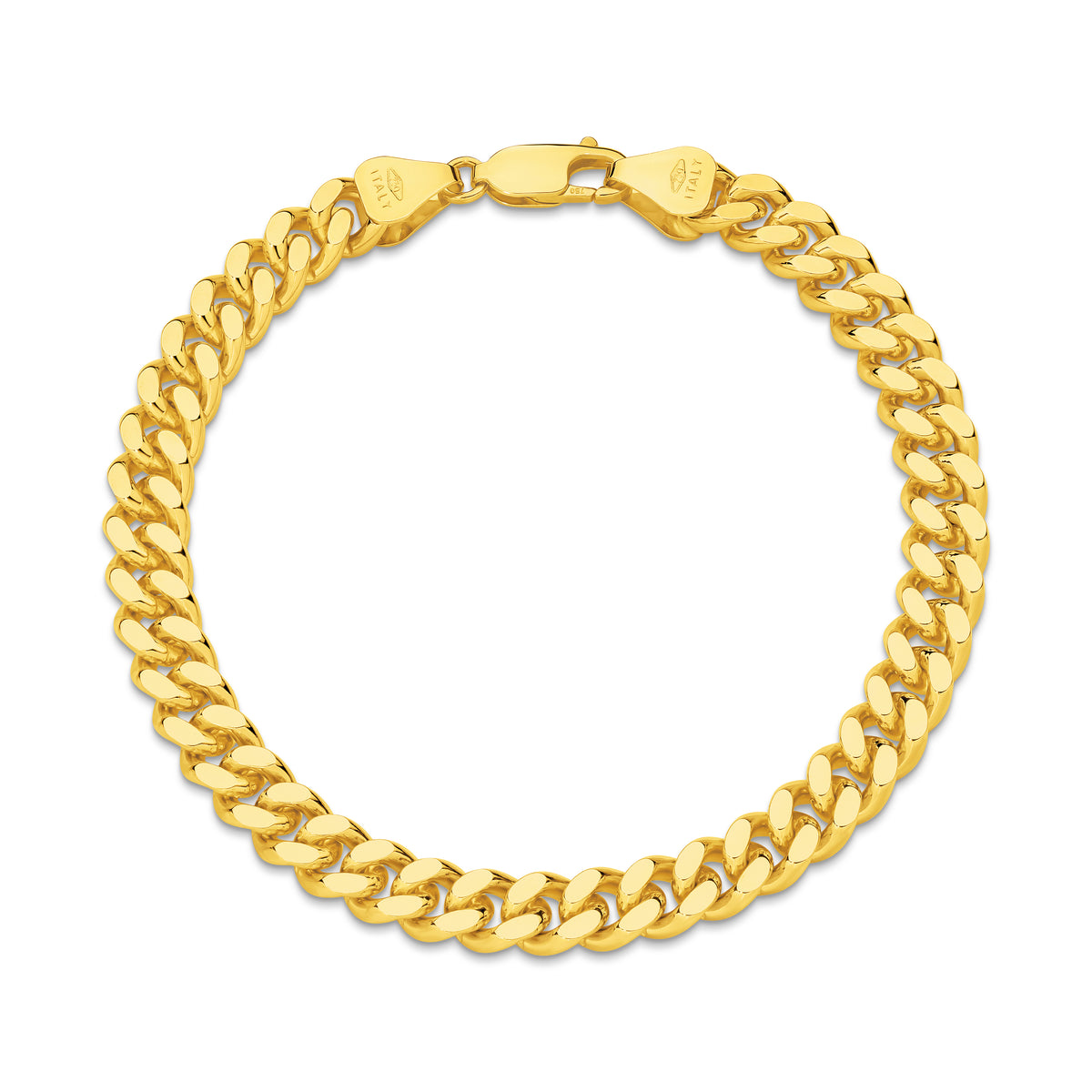 Diamond Cut Curb 7.16mm Bracelet 18ct Yellow Gold — view 1