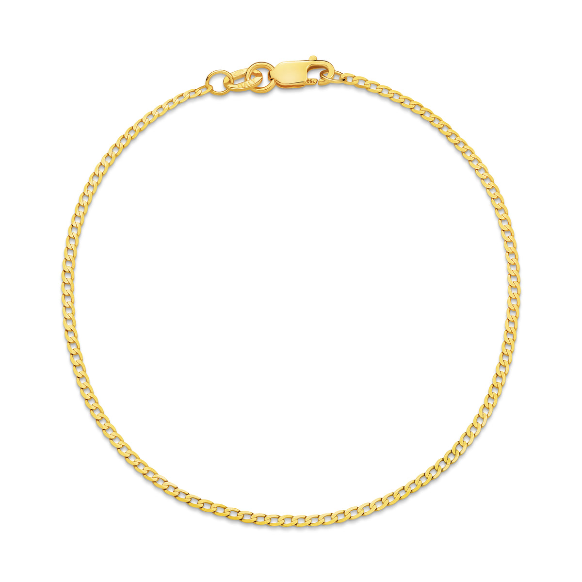 Diamond Cut Flat Curb 1.54mm Bracelet 18ct Yellow Gold — view 1