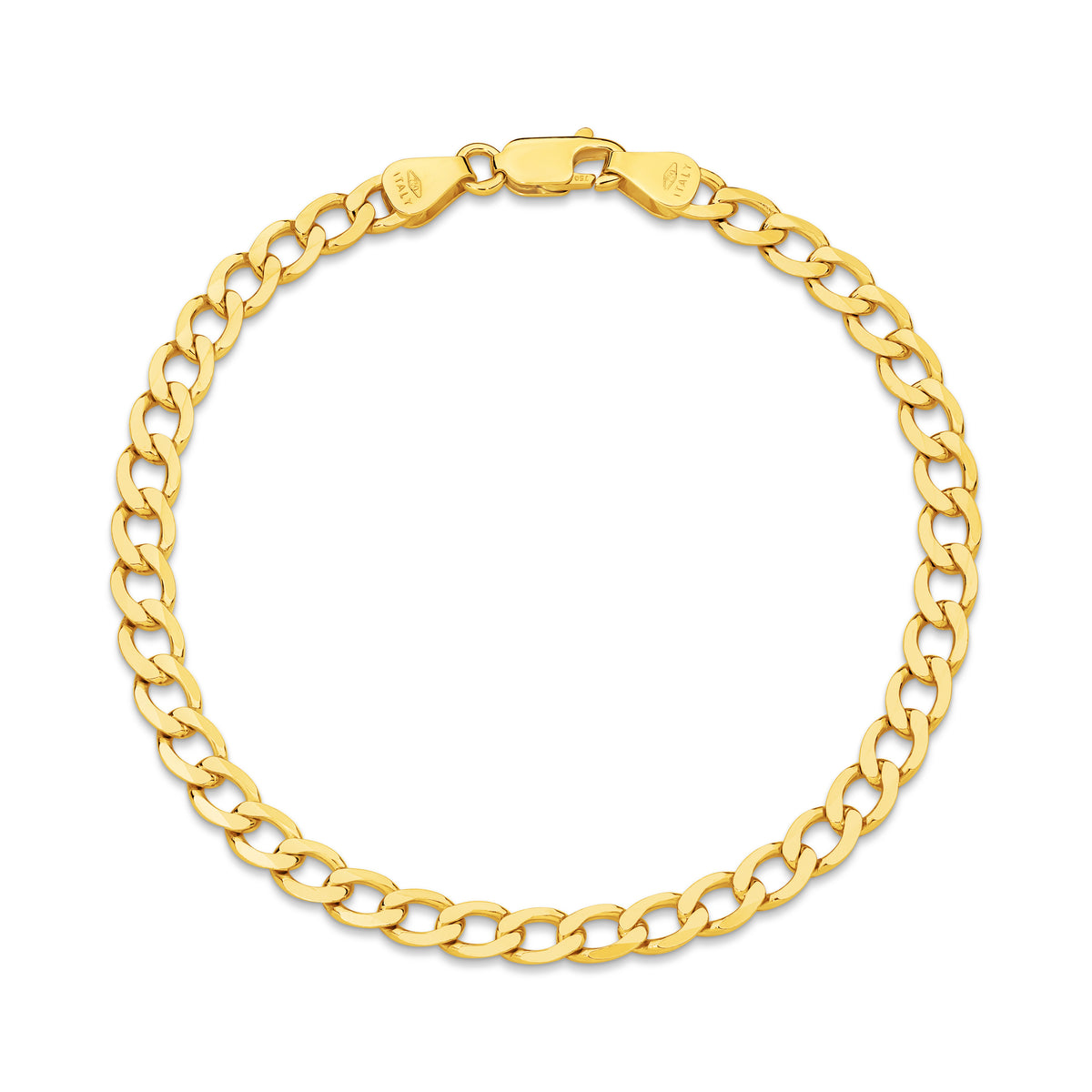 Diamond Cut Flat Curb 4.84mm Bracelet 18ct Yellow Gold — view 1